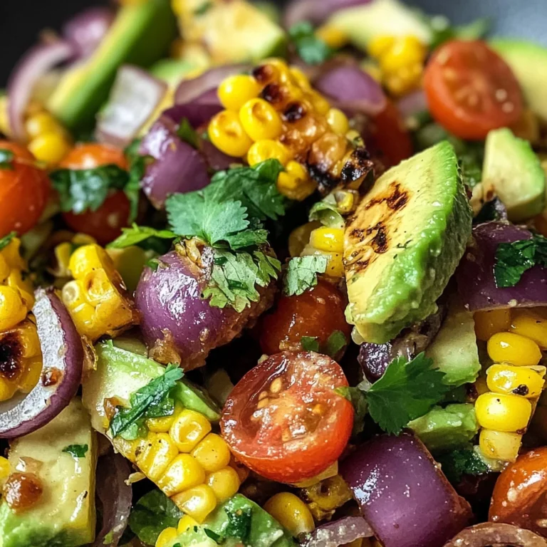 Charred Corn Avocado Salad with Roasted Red Onions