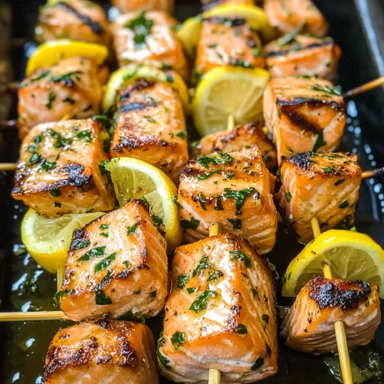 Grilled Salmon Skewers with Garlic and Dijon
