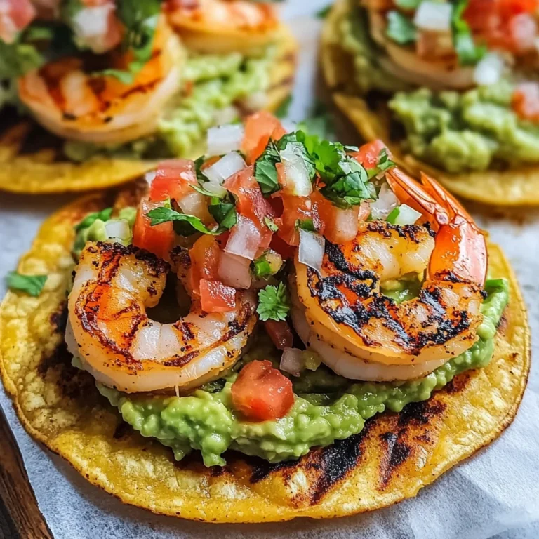 Grilled Shrimp Tostadas with Guacamole & Pico de Gallo