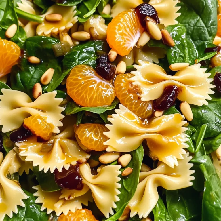 Mandarin Pasta Spinach Salad with Teriyaki Dressing