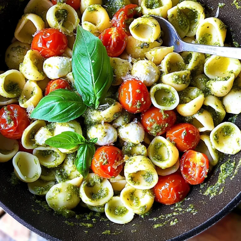 Orecchiette with Cherry Tomatoes, Mozzarella & Basil Pesto