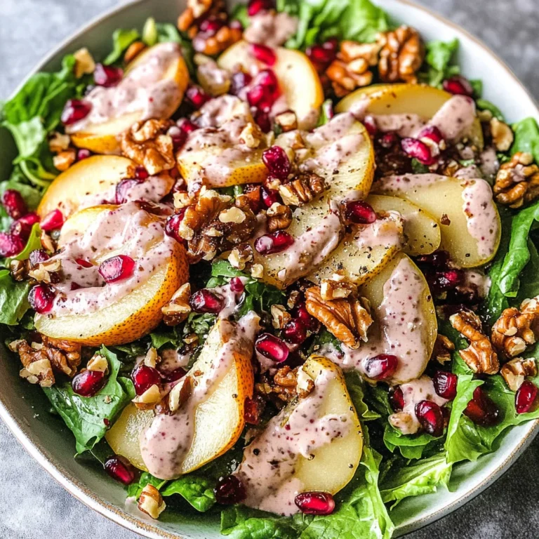 Pear Salad with Creamy Pomegranate Dressing