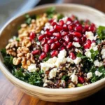 Pomegranate, Kale, and Wild Rice Salad with Walnuts and Feta