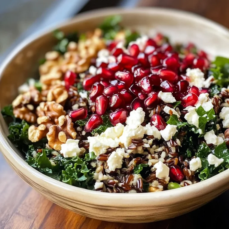Pomegranate, Kale, and Wild Rice Salad with Walnuts and Feta