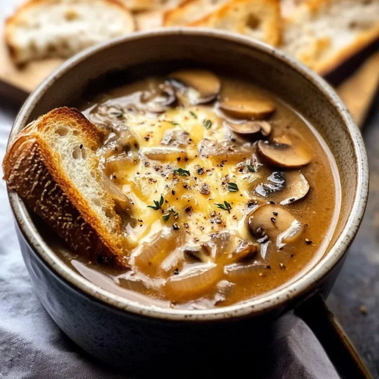 Creamy French Onion and Mushroom Soup.