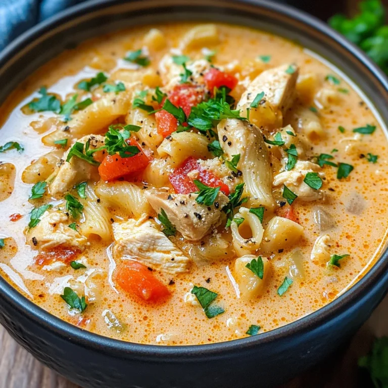 Creamy Parmesan Cajun Chicken Pasta Soup