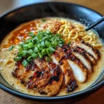 Fiery Chicken Ramen with Creamy Garlic Sauce